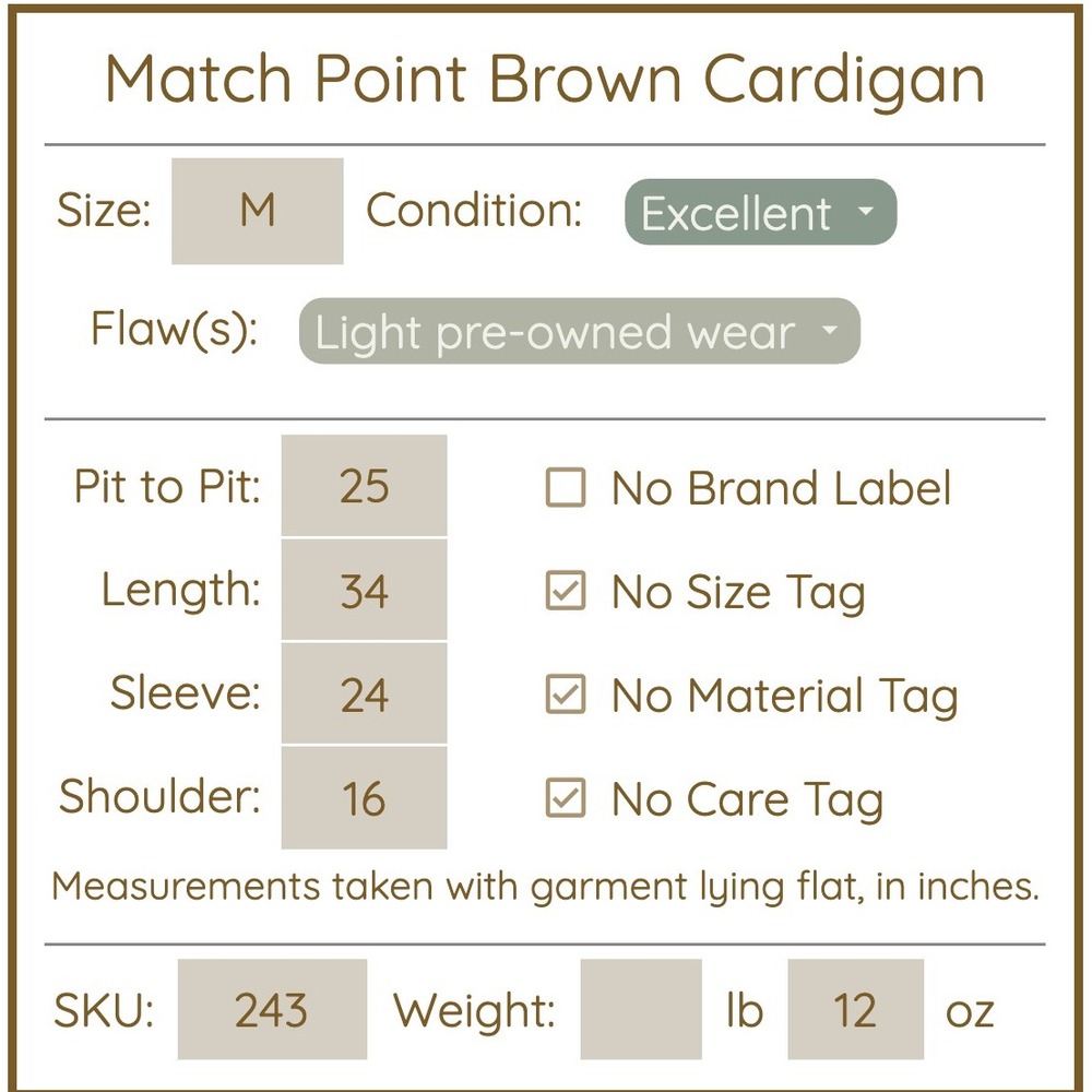 Match Point Womens Cardigan Size M Brown Lagenlook Ruffle Trim Open Front Layer - Picture 6 of 6
